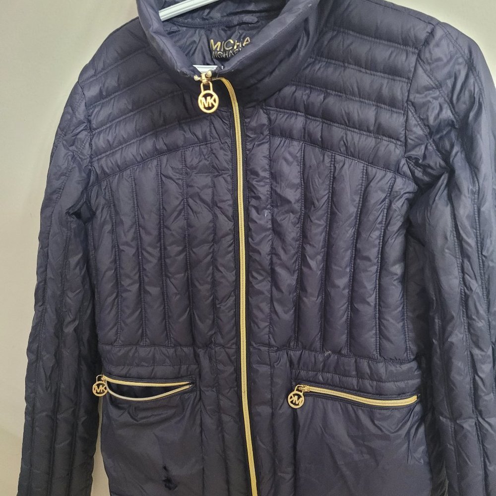 Blue puffer jacket L